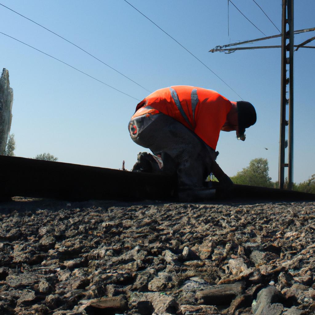 Person working on train tracks