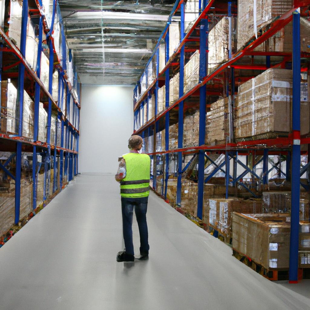 Person inspecting warehouse operations